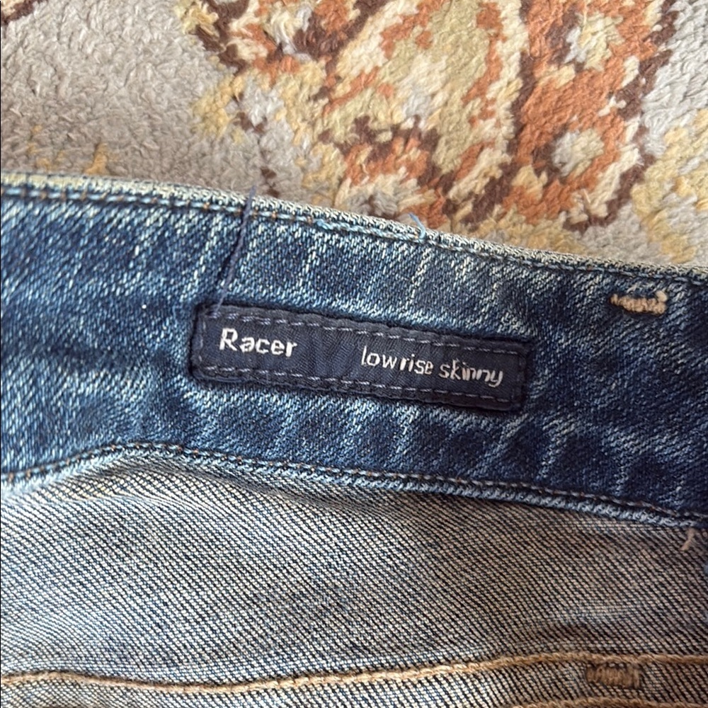 Citizens Of Humanity racer skinny low rise with distressed detailing. - Picture 2 of 8
